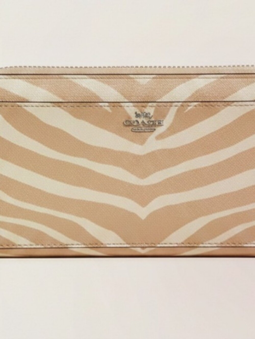 Coach Beige and Cream Zebra Zip-Around Wallet